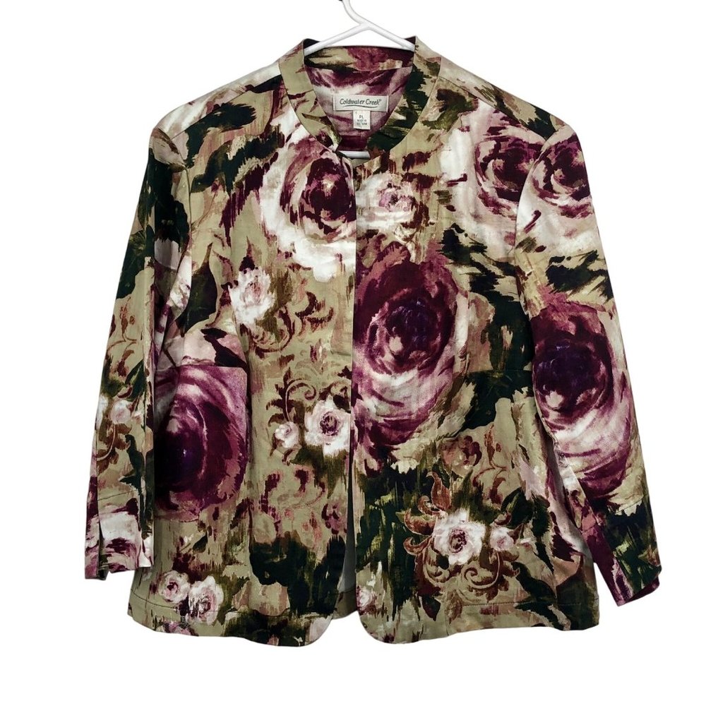 Coldwater Creek Blazer Womens PL Used Petites Floral Purple Green